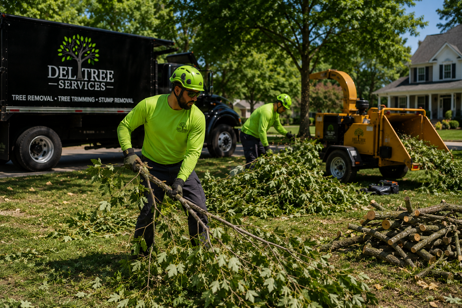 Tree care crew in action