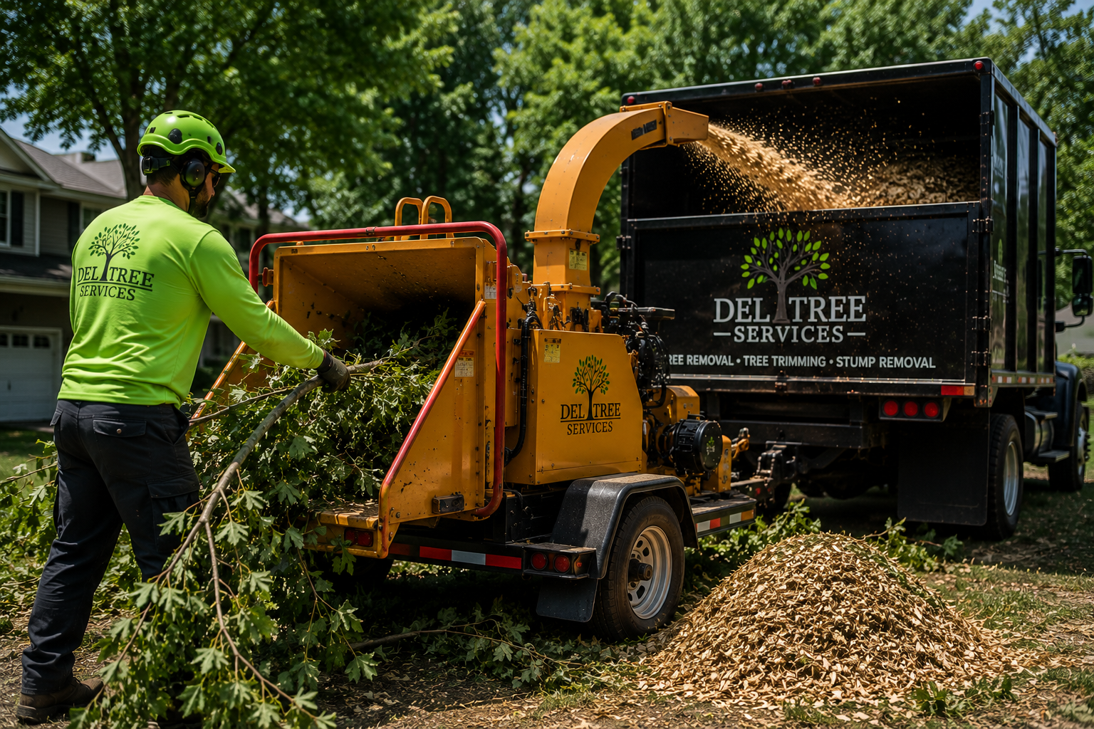 Tree service crew at work